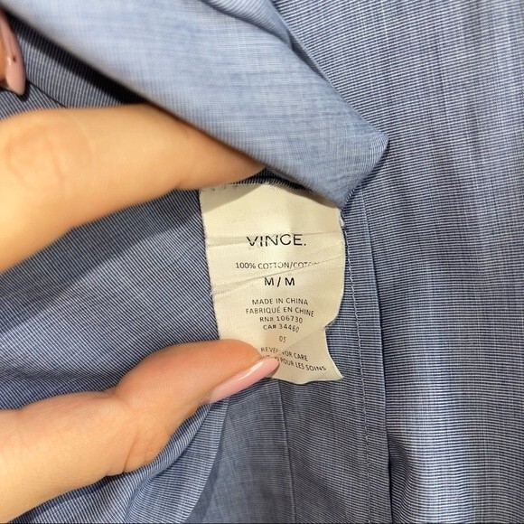 Vince Blue Satin Botton Up Shirt - Picture 4 of 6
